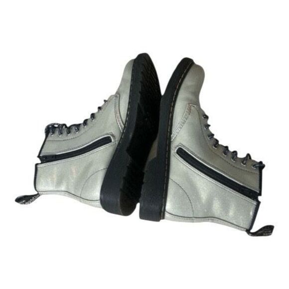 Dr. Martens 1460 J Youth Boots Beige Iridescent Combat US 3 Patent Leather - Picture 4 of 10